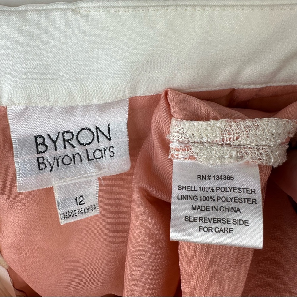 Byron Lars Ivory & Blush Pink Knee Length Contrast Overlay Lace Pencil Skirt 12 - Picture 8 of 9